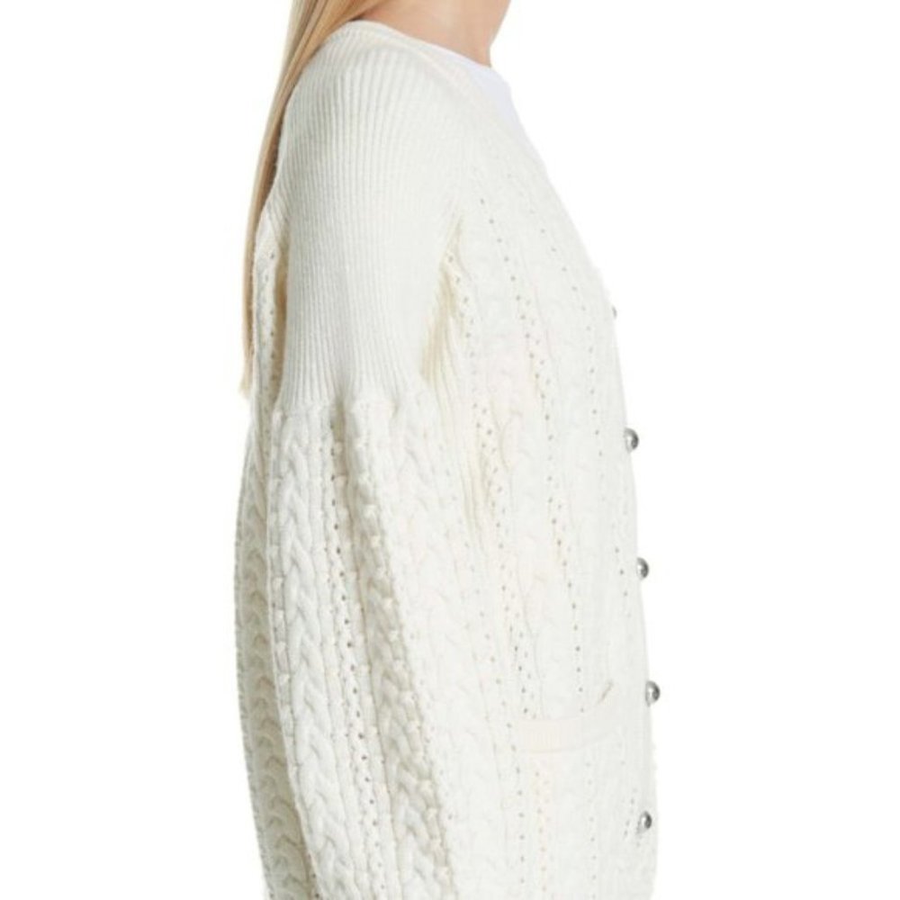 Robert Rodriguez S Cashmere Cable Cardigan Cream - Picture 2 of 13